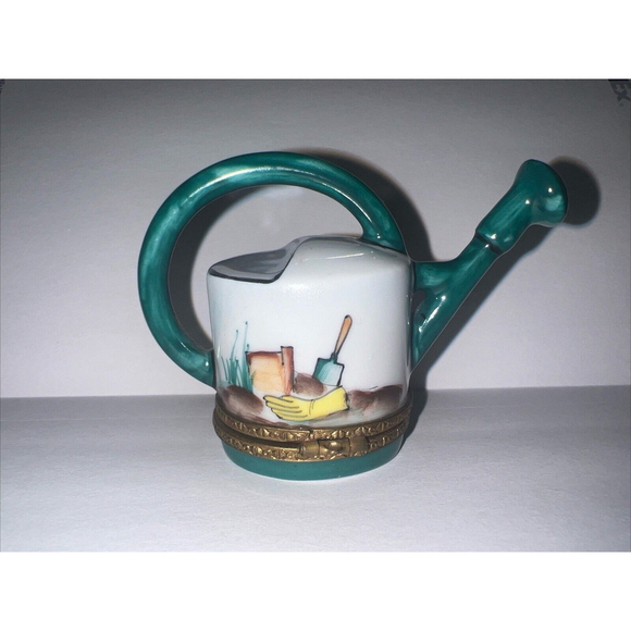 Limoges Peint Main Rochard Watering Can Trinket Box - Picture 3 of 5